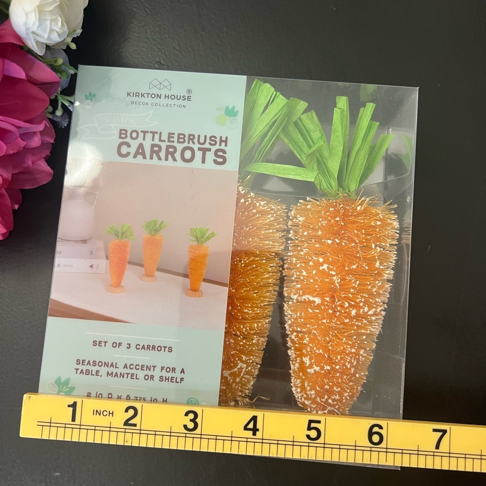 Kirkton House NIB NEW Easter Decor Orange Carrot Bottle Brush “Tree” Pack Of 3 - Picture 3 of 5